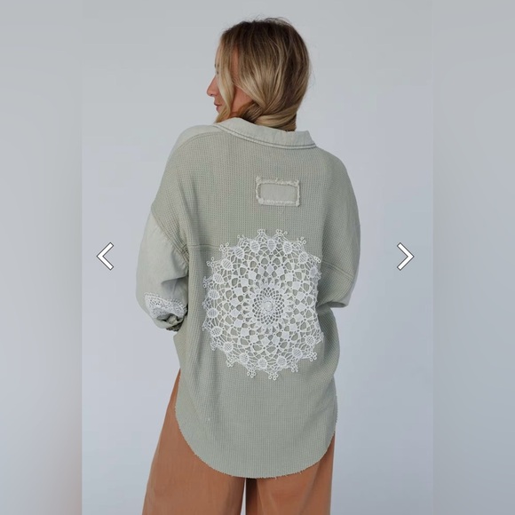 NWOT❤️Three Bird Nest❤️ Way Home Patch Detail Shacket Size Small - Picture 7 of 17